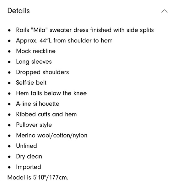 Rails Mila Cream Long Sleeve Mock Neck Line Sweater Dress W Tie Belt - Picture 15 of 15